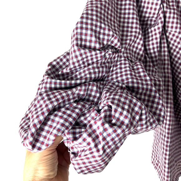 Petersyn Women's Red and Blue Plaid Print Off-The-Shoulder Blouse EUC SZS - Picture 2 of 8